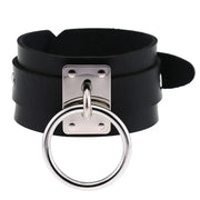 Round Bracelet Black PU Leather Wristband Cuff goth gothic punk armbands Fashion bracelets women men metal cosplay jewelry