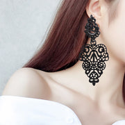 Gothic Women Dangle Earring Bohemia Style Black Alloy Pierced Long Dangle Drop Earrings Jewelry Accessories