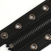 Black Gothic Big Wide Leather Bracelet with Zipper Rivet Wrap Bracelets for Men Women High Quality Button Adjustable Wristbands