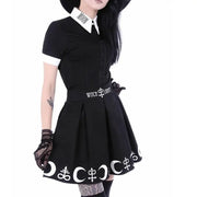 2025 Harajuku Punk Rock Gothic Skirt Black Women Witch Moon Printed High Waist Star Print Goth Pleated Emo Alt Y2K Mini Skirts