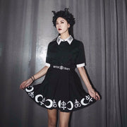 2025 Harajuku Punk Rock Gothic Skirt Black Women Witch Moon Printed High Waist Star Print Goth Pleated Emo Alt Y2K Mini Skirts