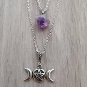 Gothic Beaded Pentagram Necklace Crystal Necklace Goth Wiccan Pendant Witchy Punk Jewelry Women Statement Gift Charm Mystical