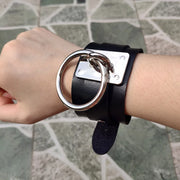 Round Bracelet Black PU Leather Wristband Cuff goth gothic punk armbands Fashion bracelets women men metal cosplay jewelry