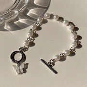Gothic Hip Hop Metal Cross Pendant Charm Bracelet for Women Female Beads 2 Layering Linked Chain Bracelets Cool Jewelry Gift