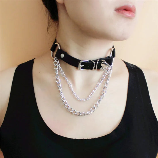 Heart Sexy Round Leather Pendant Necklaces Women Punk Gothic Black PU Leather Choker Necklaces Jewelry chain necklace