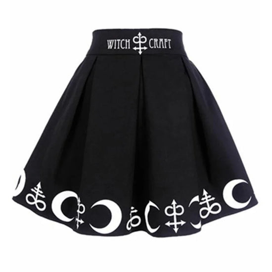 2025 Harajuku Punk Rock Gothic Skirt Black Women Witch Moon Printed High Waist Star Print Goth Pleated Emo Alt Y2K Mini Skirts