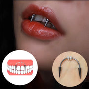 Women Men Goth Tooth Decoration Surgical Steel C Rod  Lip Tiger Tooth Nail Zombie Tooth Punk Nail Vampire Piercing Jewelry