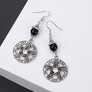 Gothic Dark Style Moon Sun Pentagram Earring Occult Crescent Wicca Witch Dangle Earrings For Women Men Hanmade Goth Jewelry Gift
