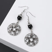 Gothic Dark Style Moon Sun Pentagram Earring Occult Crescent Wicca Witch Dangle Earrings For Women Men Hanmade Goth Jewelry Gift