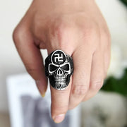 Gothic Skull Ring For Men Charm Gold Silver Color Buddha Letter Single Ring Hiphop Rock Viking Ring Man Accessories Sieraden
