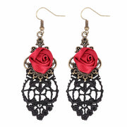 Gothic Women Dangle Earring Bohemia Style Black Alloy Pierced Long Dangle Drop Earrings Jewelry Accessories