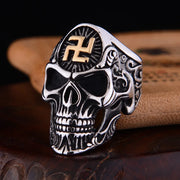 Gothic Skull Ring For Men Charm Gold Silver Color Buddha Letter Single Ring Hiphop Rock Viking Ring Man Accessories Sieraden