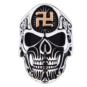 Gothic Skull Ring For Men Charm Gold Silver Color Buddha Letter Single Ring Hiphop Rock Viking Ring Man Accessories Sieraden