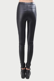 Black Punk Leggins Women Leggings Faux Leather Leginsi Lacina Calca Patterned Floral Bandage Lace Stitching Gothic Clothes PU