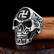 Gothic Skull Ring For Men Charm Gold Silver Color Buddha Letter Single Ring Hiphop Rock Viking Ring Man Accessories Sieraden
