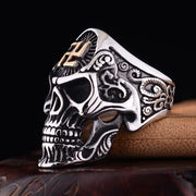 Gothic Skull Ring For Men Charm Gold Silver Color Buddha Letter Single Ring Hiphop Rock Viking Ring Man Accessories Sieraden