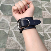 Round Bracelet Black PU Leather Wristband Cuff goth gothic punk armbands Fashion bracelets women men metal cosplay jewelry
