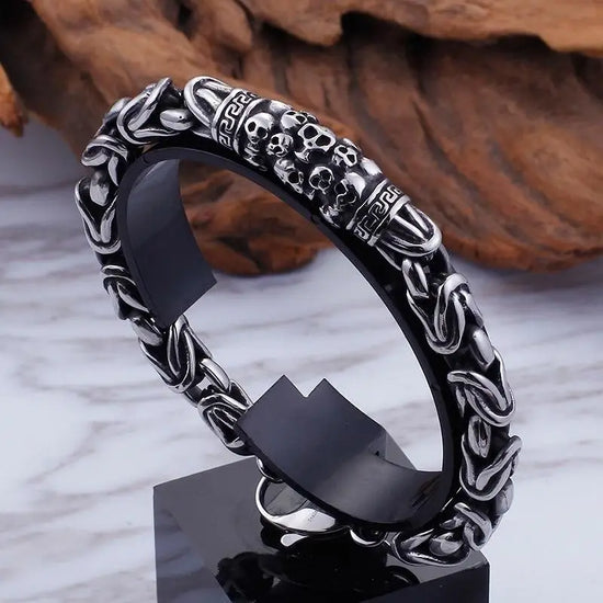 Gothic Style Silver Color Skull Chain Bracelet for Men Rock Party Jewelry Biker Bracelet Gift