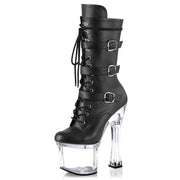 Black thick heel 18 cm pole dance high heels platform thin heel thick soled fashion club boots large Gothic high boots