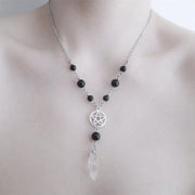 Gothic Beaded Pentagram Necklace Crystal Necklace Goth Wiccan Pendant Witchy Punk Jewelry Women Statement Gift Charm Mystical