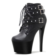 European and American New Thin Heel Thick Bottom Platform 17 cm bar Pole Dance High-heeled Short Boots Sexy Women's Men's High
