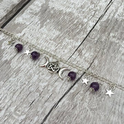 Gothic Beaded Pentagram Necklace Crystal Necklace Goth Wiccan Pendant Witchy Punk Jewelry Women Statement Gift Charm Mystical