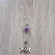 Gothic Beaded Pentagram Necklace Crystal Necklace Goth Wiccan Pendant Witchy Punk Jewelry Women Statement Gift Charm Mystical
