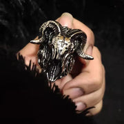 Gothic Goat Skull Ring For Men And Women Evil Stainless Steel Satan Demon Biker Ring Vintage Punk Animal Jewelry Gift Wholesale