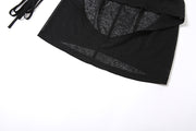 AltGoth Coquette Dark Gothic Sexy Dress Women Vintage Y2k Cyberpunk See Through Cut Out Split High Waist Knitted Hooded Dress