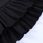 Black Women Punk High Waisted Goth Skirt Sexy Pleated Mini Skirt with Chain E Girl Lace-Up Tie PU Leather Corset Y2K Crop Tops