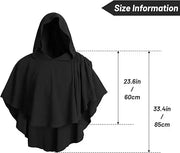 Medieval Hooded Cloak Coat for Men Medieval Cape Costume Adult Wicca Worship Pagan Monk Robe Role Playing Short Cape