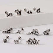 1PC Punk Gothic Labret Surgical Steel Ear Lip Studs Tragus Helix Cartilage Lobe Earrings Women Man Body Piercing Jewelry