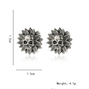 Gothic Retro Skull Flower Earrings Men and Women Fashion Personality Hip-hop Trend Creative Party Jewelry Accessories