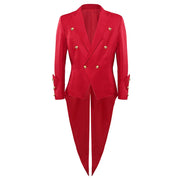 New Medieval Gothic Tailcoat Jackets Vintage Red Renaissance Coat Halloween Cosplay Costume Men Steampunk Victorian Jacket