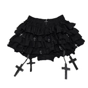 Punk Skirt Cross Woman Clothing Short Dress Goth 90s Y2K Kawaii Vintage Japan Harajuku Ball Gown Grunge Fashion Summer Hot Girl