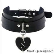 Choker Collar Necklace Woman Black Punk Sexy PU Leather Heart Lock Key Spike Chocker Gothic Cosplay Accessories Party Jewelry