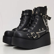 New Gothic Style Platform Vampire Cosplay Women Mid-calf Boots 2024 Winter Wedges Comfy Women Motorcycle Boots Shoes