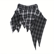Women's Gothic Dark Irregular Skirt - Stylish Plaid Skirt for Bohemian & Edgy Outfits