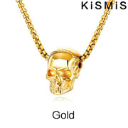 Gothic Skull Necklace for Men Women Stainless Steel Pendant Chain Halloween Jewelry Gift Gold Silver Black Plated