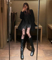 Woman Girls Gothic Cartoon Fishnet Stockings Snake Kuromies Skull Socks Mesh Tights Panties Lolita Plus Size Pantyhose Leggings