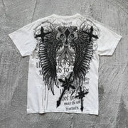 Classic Y2K Gothic Style T-shirt Print Oversized T Shirt High Street Shirts Gothic Round Neck Cotton Tops New Mens Women T Shirt