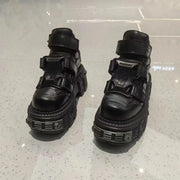 2025 New Punk Style Women Shoes Gothic Ankle Rock Boots Lace-up Heel Height 9CM Platform Shoes Woman Metal Decor Woman Sneakers