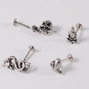 1PC Punk Gothic Labret Surgical Steel Ear Lip Studs Tragus Helix Cartilage Lobe Earrings Women Man Body Piercing Jewelry