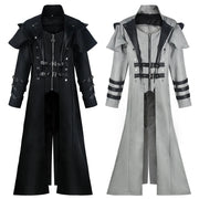Vintage Medieval Long Trench Coat Gothic Double Breasted Jacket Men's Steampunk Overcoat Victorian Cosplay Tailcoat