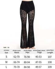 Gothic Dark Fashion Flared Pants Women's Sexy Suede Embossed Long Pant Spicy Girl Trousers
