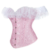 Gothic Women Off Shoulder Corset with Lace Sleeves Elegant Victorian Showgirl Party Costume Sexy Plus Size Corsets