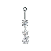 Elegant Dangled Belly Piercing Jewelry Fashion Dragonfly Owl Butterfly Shaped Curved Navel Rings Stainless Keys CZs Belly Ring