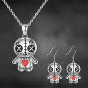 Gothic Sew Mouth Doll Necklace Earrings Jewelry Set Jewelry Sets for Women Exquisite Halloween Jewelry Gifts for Family Earings