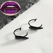 Stainless Steel Gothic Sharp Teeth Lip Clip for Women Men Punk Non Piercing Fake Body Piercing Halloween Jewelry Accessories