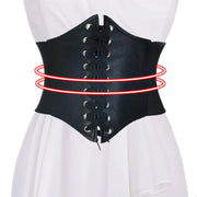 Gothic Women Corset Belt Fashion PU Leather Female Lace-up Corset Belts Slimming Waist Retro Wide Belt for Girl Black Corset Top